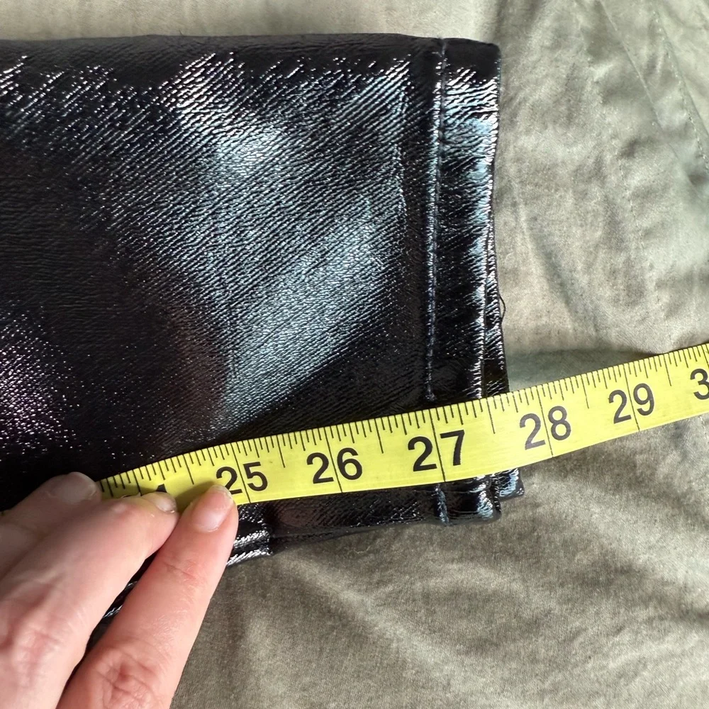 We The Free Black Patent Skinny Pants Size 25 High Rise Slim Skinny Button Fly - Picture 9 of 10